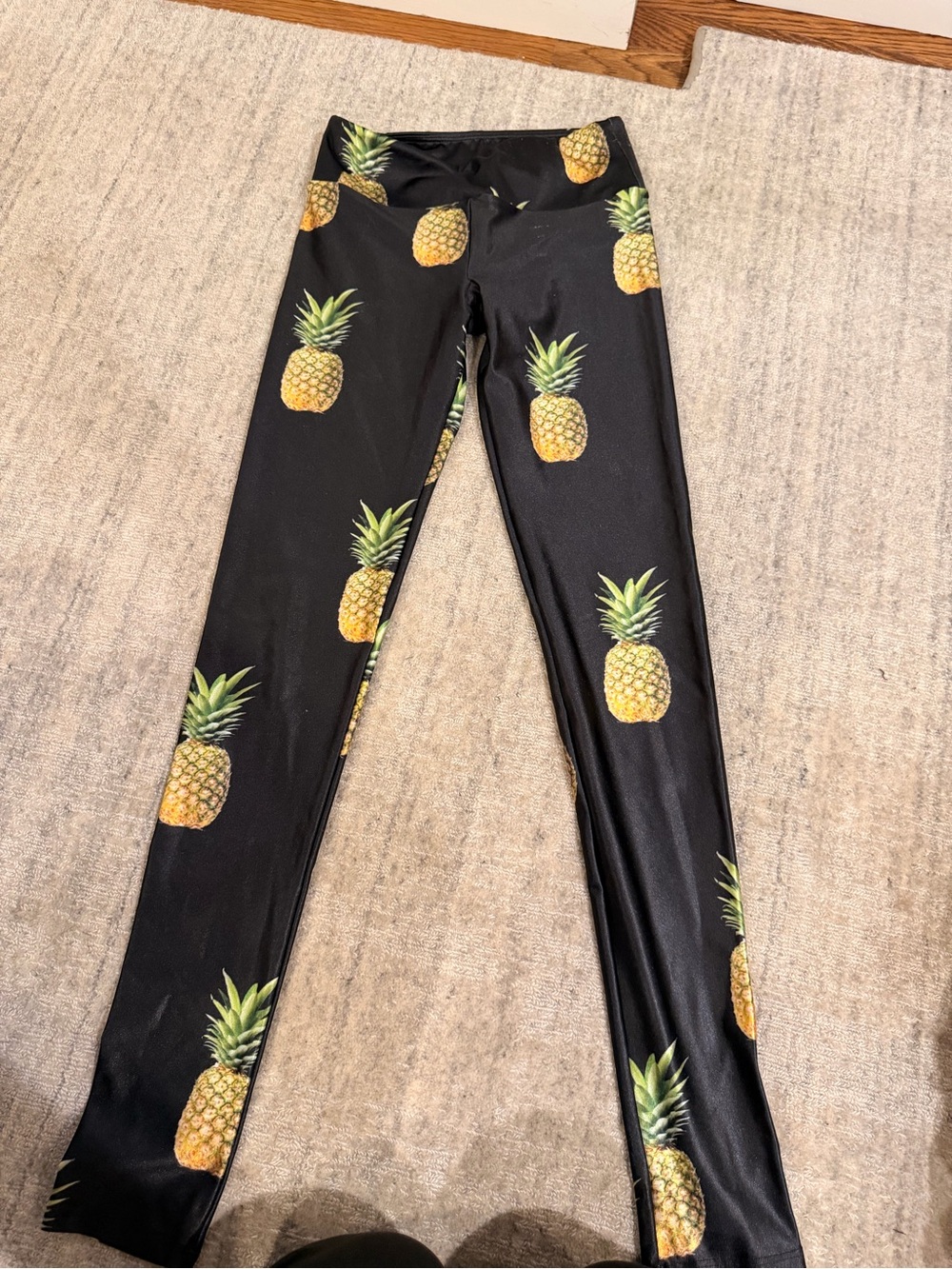Goldsheep Black Leggings with Pineapple Print